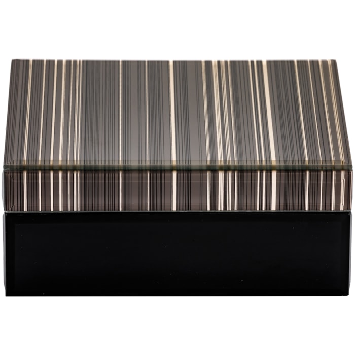 Caixa Decorativa de Madeira e Vidro Preta e Dourada - 19cm - Madel Home