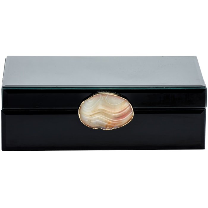 Caixa Decorativa de Madeira e Vidro Preto - 27cm - Madel Home