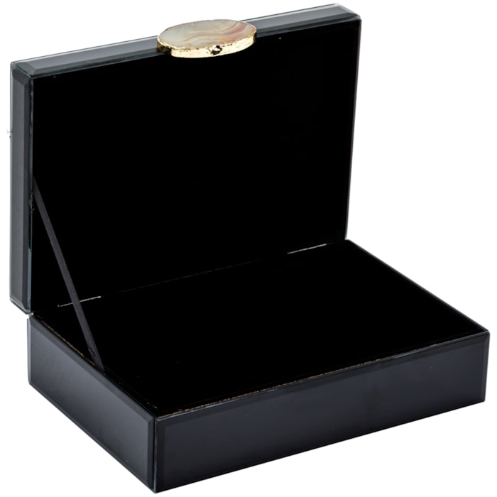 Caixa Decorativa de Madeira e Vidro Preto - 27cm - Madel Home