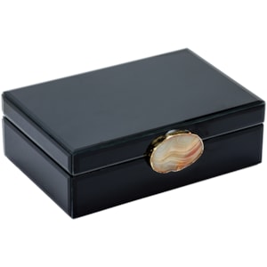 Caixa Decorativa de Madeira e Vidro Preto - 27cm