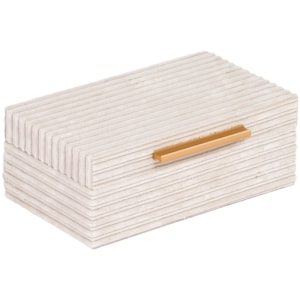 Caixa Decorativa de Mdf com Listras Off White - 25cm