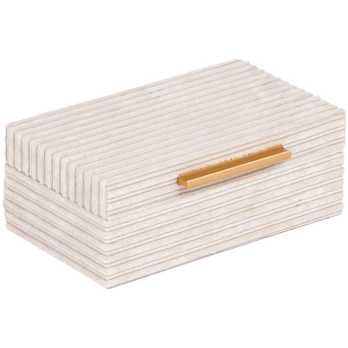Caixa Decorativa de Mdf com Listras Off White - 25cm - Madel Home