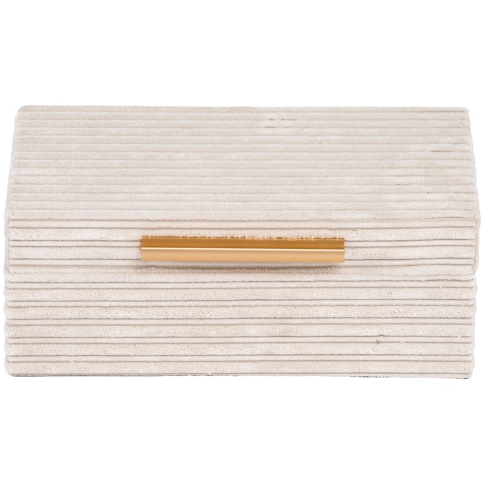Caixa Decorativa de Mdf com Listras Off White - 25cm - Madel Home