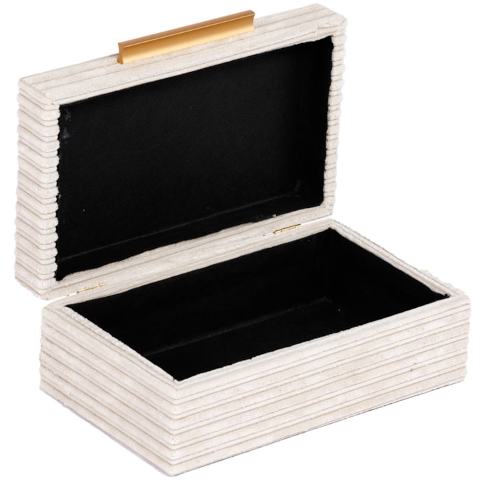 Caixa Decorativa de Mdf com Listras Off White - 25cm - Madel Home