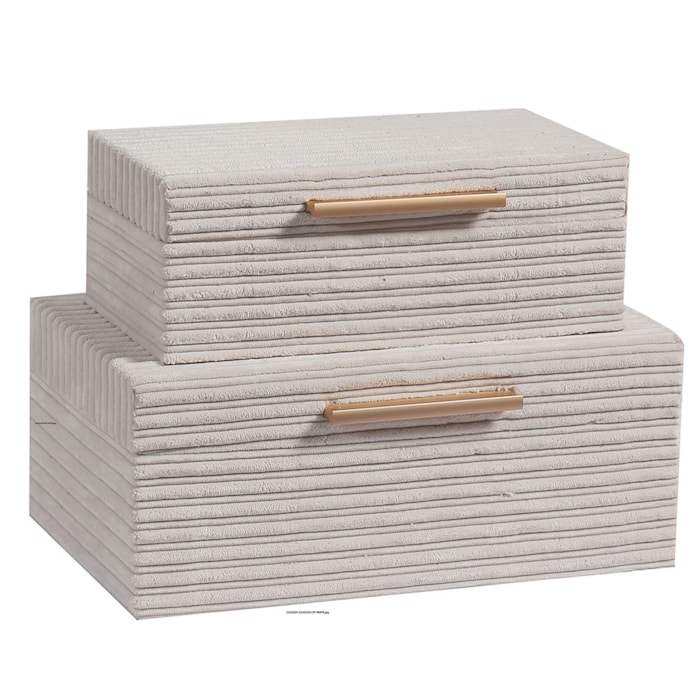 Caixa Decorativa de Mdf com Listras Off White - 25cm - Madel Home