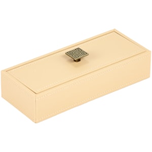 Caixa Decorativa de Mdf com Revestimento em Pu Bege - 24cm