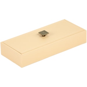 Caixa Decorativa de Mdf com Revestimento em Pu Bege - 30cm