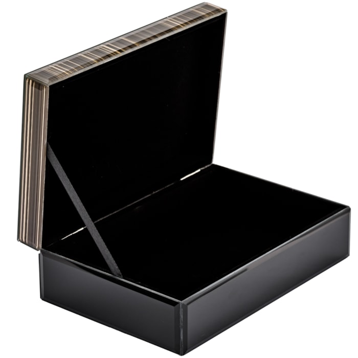 Caixa Decorativa de Vidro e Madeira Preta e Dourada - 25cm - Madel Home
