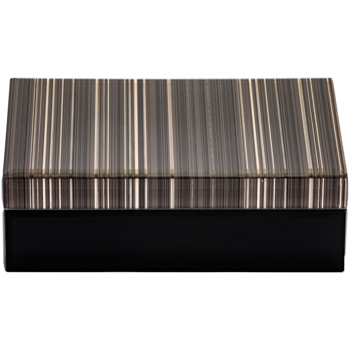 Caixa Decorativa de Vidro e Madeira Preta e Dourada - 25cm - Madel Home