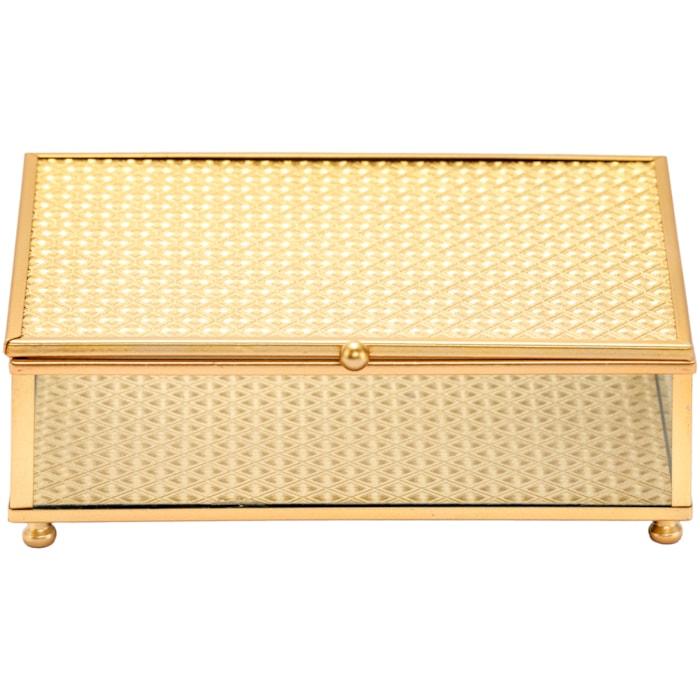 Caixa Decorativa de Vidro e Metal Dourado - 18cm - Madel Home