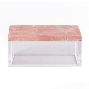 Caixa Decorativa em Acrílico com Tampa de Mármore Travertino - 15cm