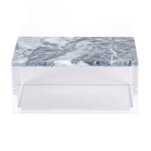 Caixa Decorativa em Acrílico com Tampa de Mármore Travertino - 20cm