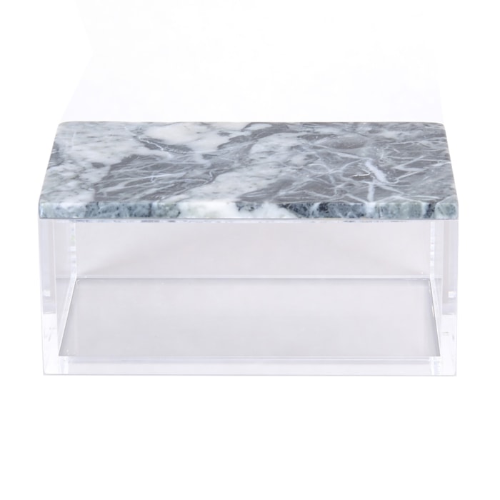 Caixa Decorativa em Acrílico com Tampa de Mármore Travertino - 20cm - Madel Home