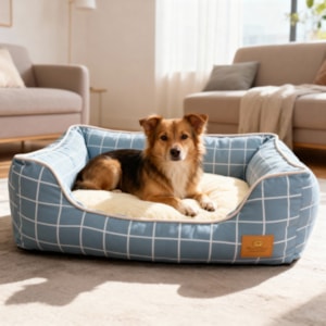 Cama Pet Elegance Essencial em Tamanho M Tecido Azul