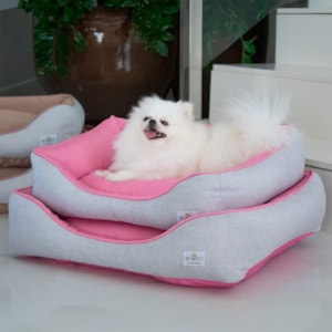 Cama Pet Linho Clean em Tamanho M Tecido Chiclete