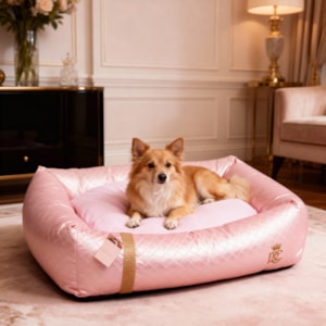 Cama Pet Retangular em Courano Tamanho G 66x17x57cm Rosa