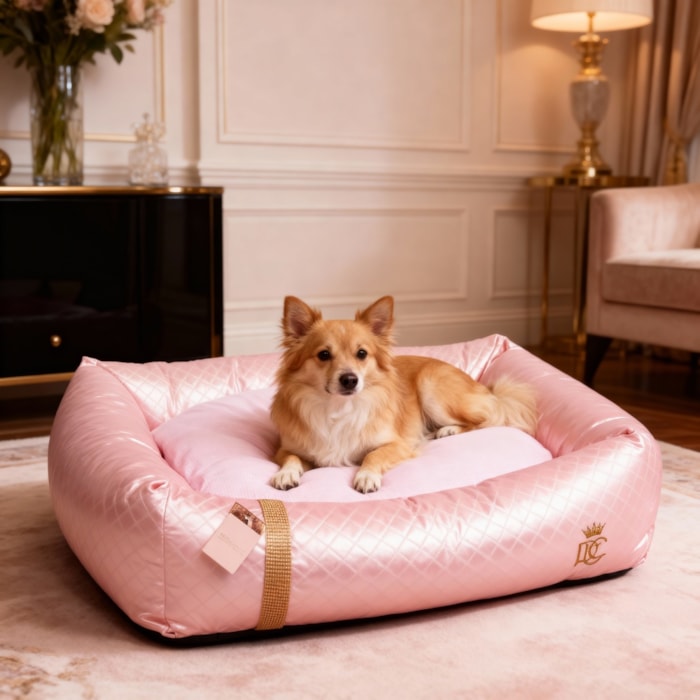 Cama Pet Retangular em Courano Tamanho G 66x17x57cm Rosa - Madel Home