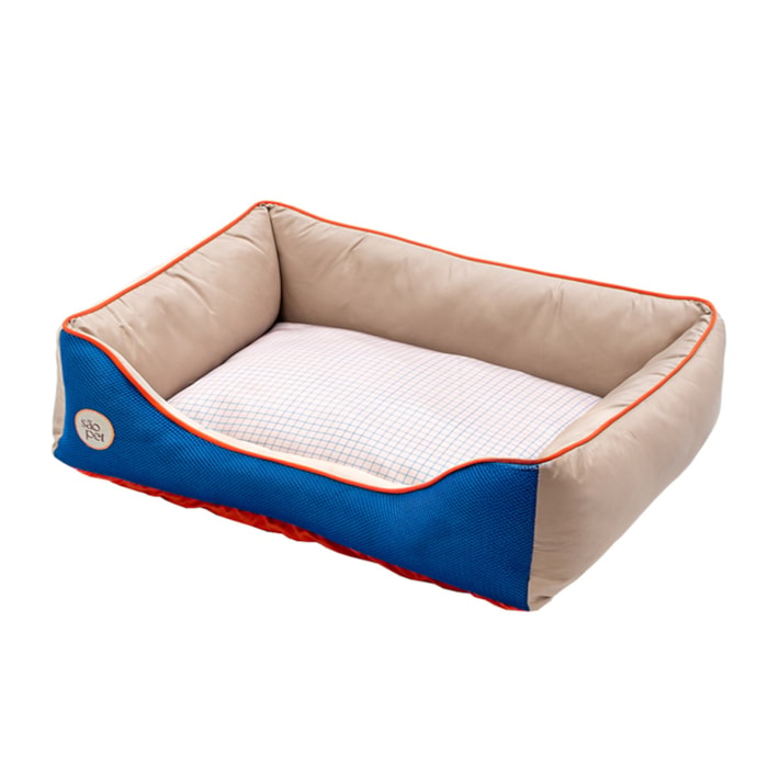 Cama Pet Sport Net Bege e Azul G 72x60cm - Madel Home