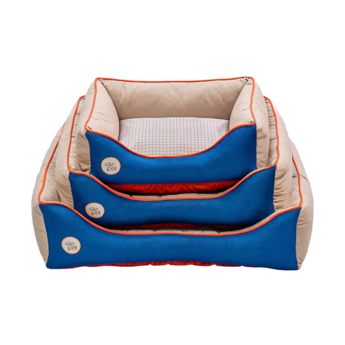Cama Pet Sport Net Bege e Azul G 72x60cm - Madel Home