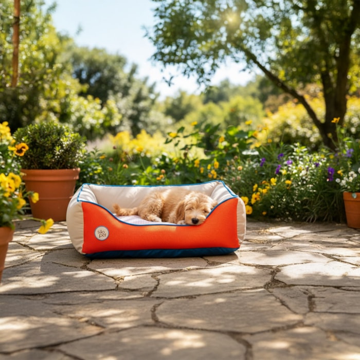 Cama Pet Sport Net Bege e Laranja G 72x60cm - Madel Home