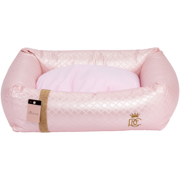 Cama Retangular em Courano Tamanho M 57x17x49cm Rosa - Madel Home