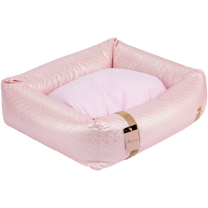 Cama Retangular em Courano Tamanho M 57x17x49cm Rosa - Madel Home