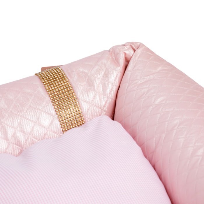 Cama Retangular em Courano Tamanho M 57x17x49cm Rosa - Madel Home