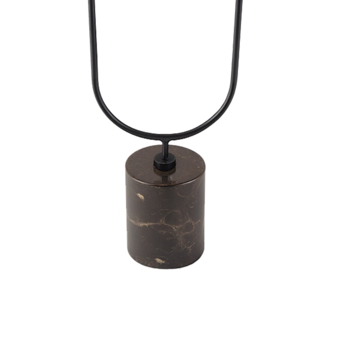 Candelabro de Metal e Mármore Preto e Marrom - 2 velas - Madel Home