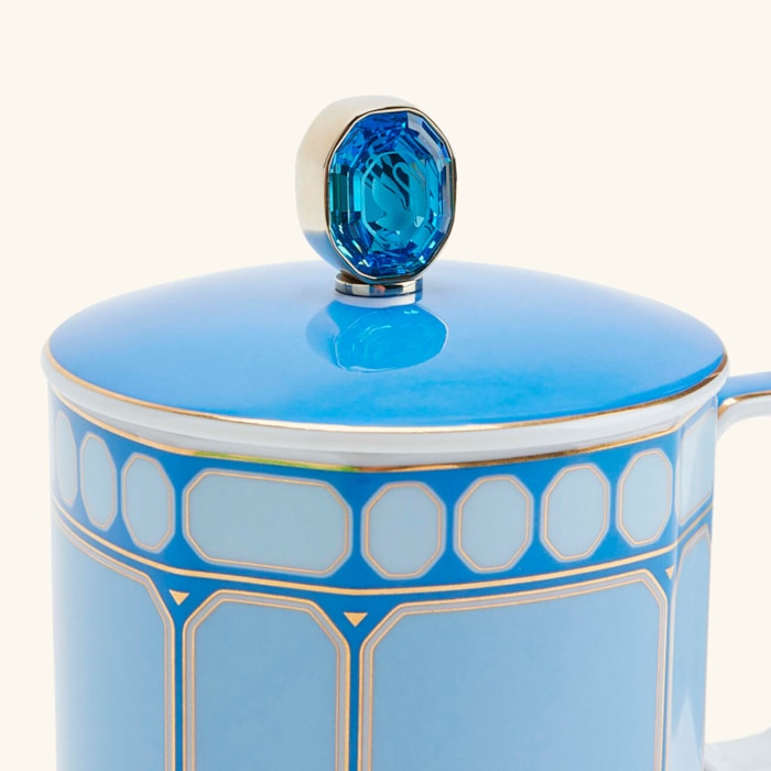 Caneca Com Tampa Swarovski Porcelana Rosenthal Azul - Madel Home