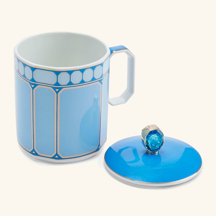 Caneca Com Tampa Swarovski Porcelana Rosenthal Azul - Madel Home