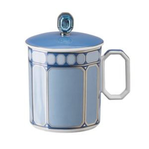 Caneca Com Tampa Swarovski Porcelana Rosenthal Azul