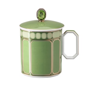 Caneca com Tampa Swarovski Porcelana Rosenthal Verde