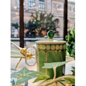 Caneca com Tampa Swarovski Porcelana Rosenthal Verde