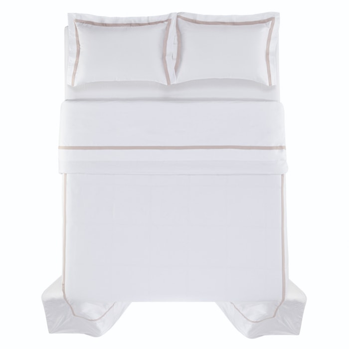 Capa de Edredom Duvet King 100% Algodão Egípcio 300 Fios Branco/Rose Vercelli Trussardi - Madel Home