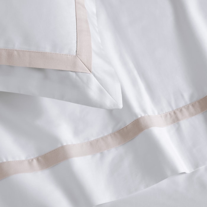 Capa de Edredom Duvet King 100% Algodão Egípcio 300 Fios Branco/Rose Vercelli Trussardi - Madel Home