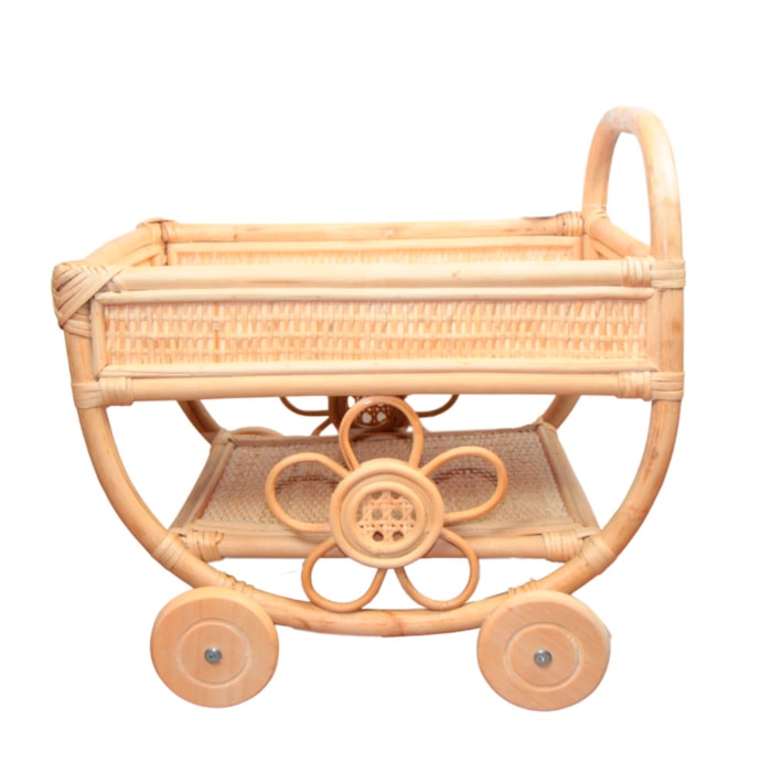 Carrinho de Cha de Rattan 35x45x45cm - Madel Home