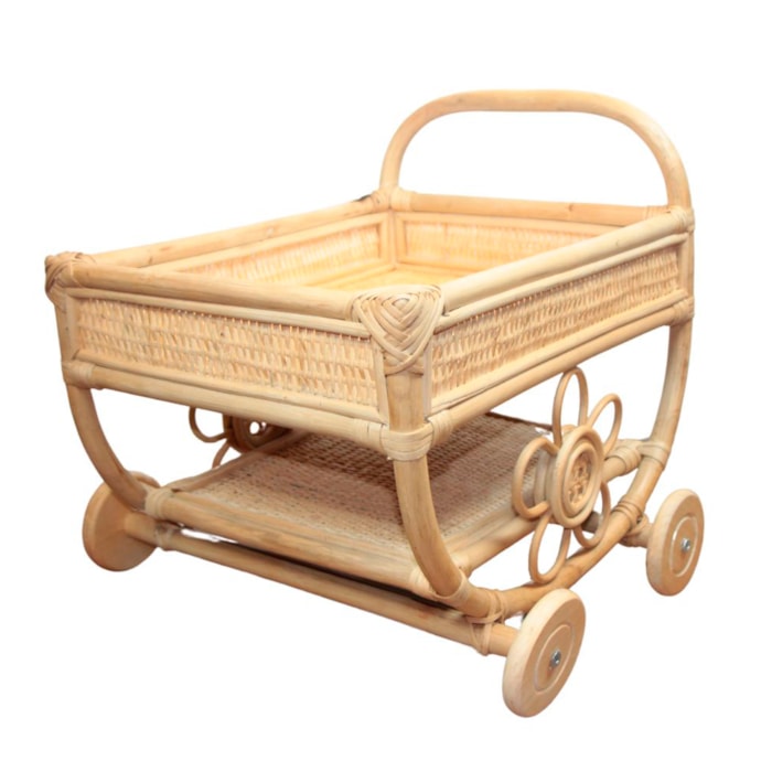 Carrinho de Cha de Rattan 35x45x45cm - Madel Home