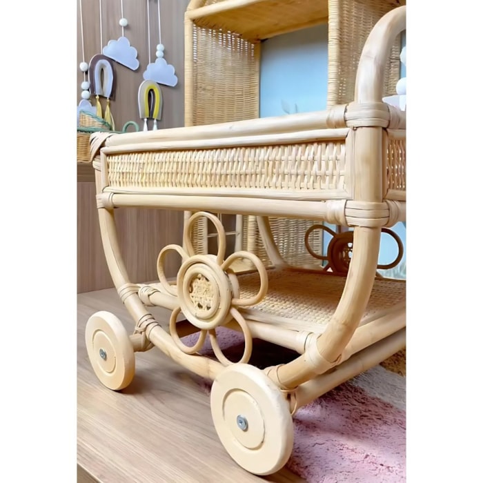Carrinho de Cha de Rattan 35x45x45cm - Madel Home