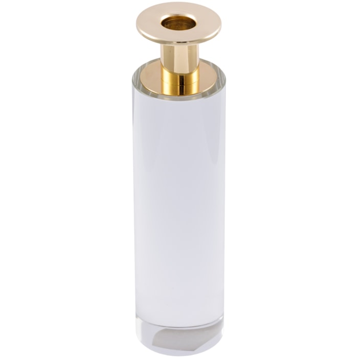 Castiçal de Cristal e Metal Transparente - 25cm - Madel Home