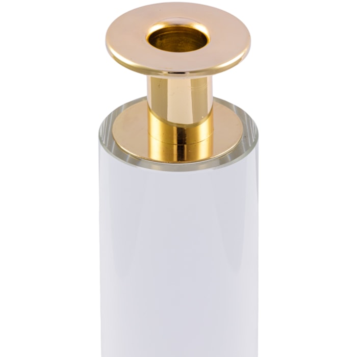 Castiçal de Cristal e Metal Transparente - 25cm - Madel Home