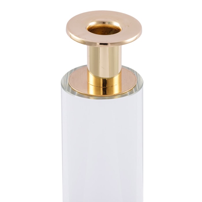 Castiçal de Cristal e Metal Transparente - 30cm - Madel Home