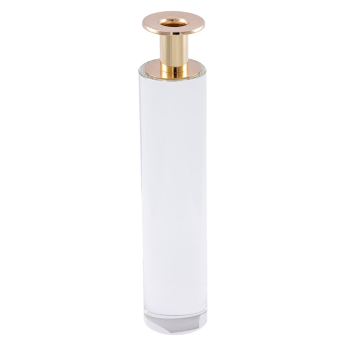 Castiçal de Cristal e Metal Transparente - 30cm - Madel Home