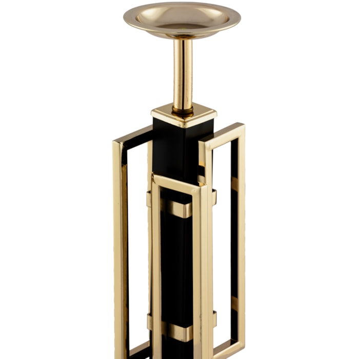 Castiçal de Mármore Metal Preto e Dourado - 40cm - Madel Home