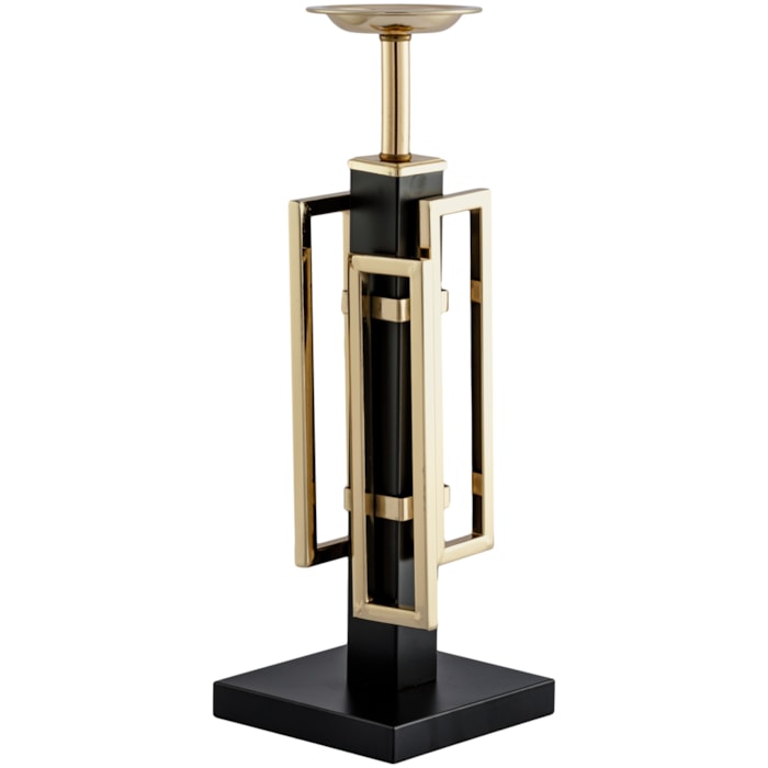 Castiçal de Mármore Metal Preto e Dourado - 40cm - Madel Home