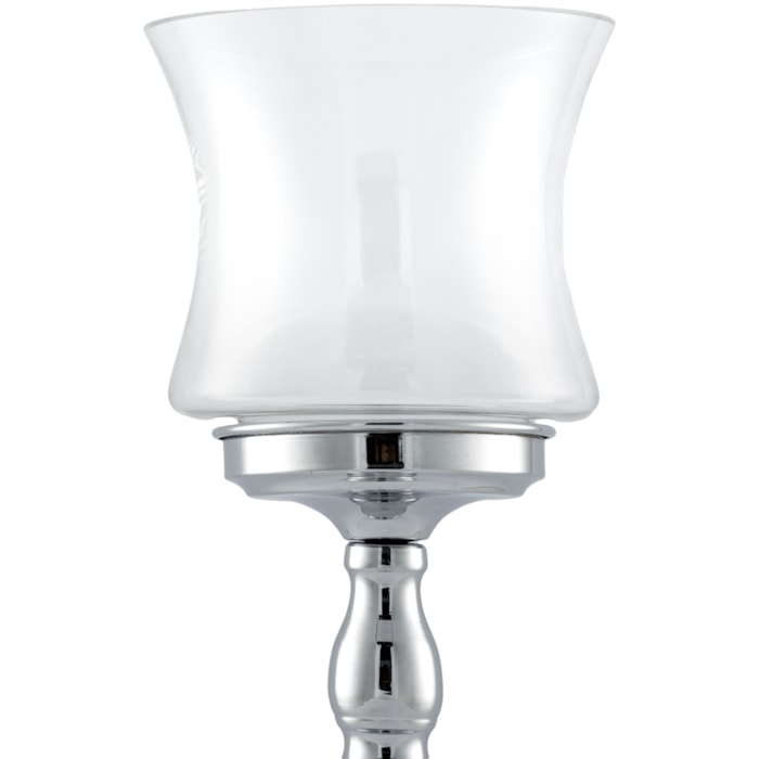 Castiçal de Metal e Vidro Transparente - 34cm - Madel Home