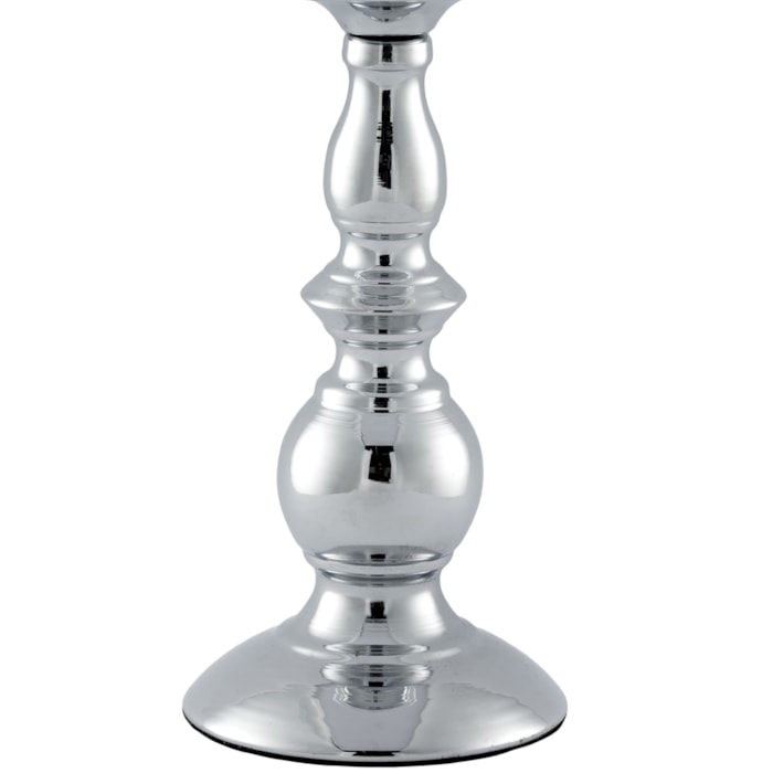Castiçal de Metal e Vidro Transparente - 34cm - Madel Home