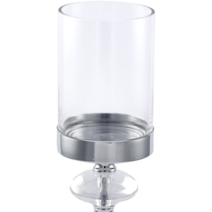Castiçal de Metal e Vidro Transparente - 35cm