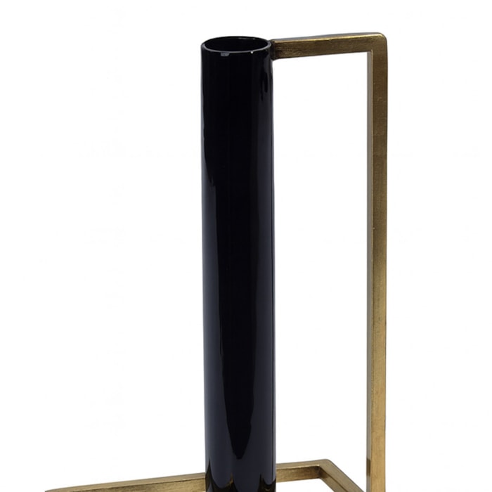 Castiçal de Metal Preto com Dourado - 20,5cm - Madel Home