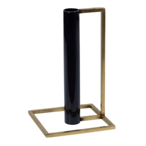 Castiçal de Metal Preto com Dourado - 20,5cm