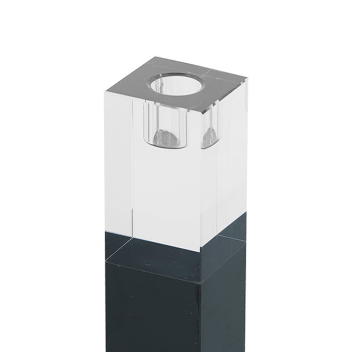 Castiçal de Vidro Transparente Preto G - 18cm - Madel Home